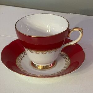 Vintage red and gold Sutherland tea cup